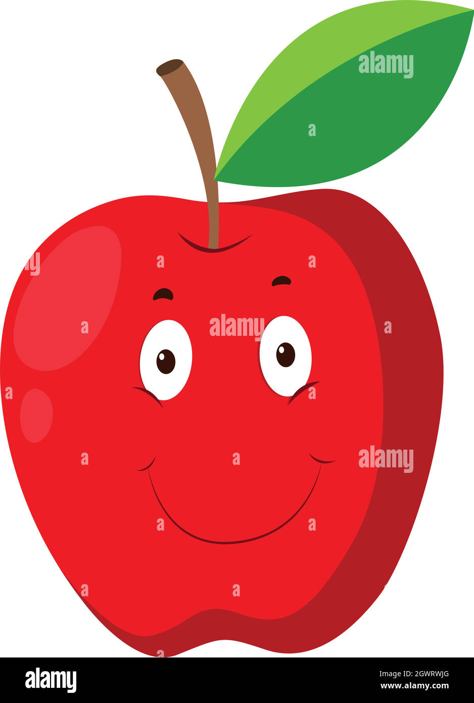 Mela rossa con volto felice Illustrazione Vettoriale