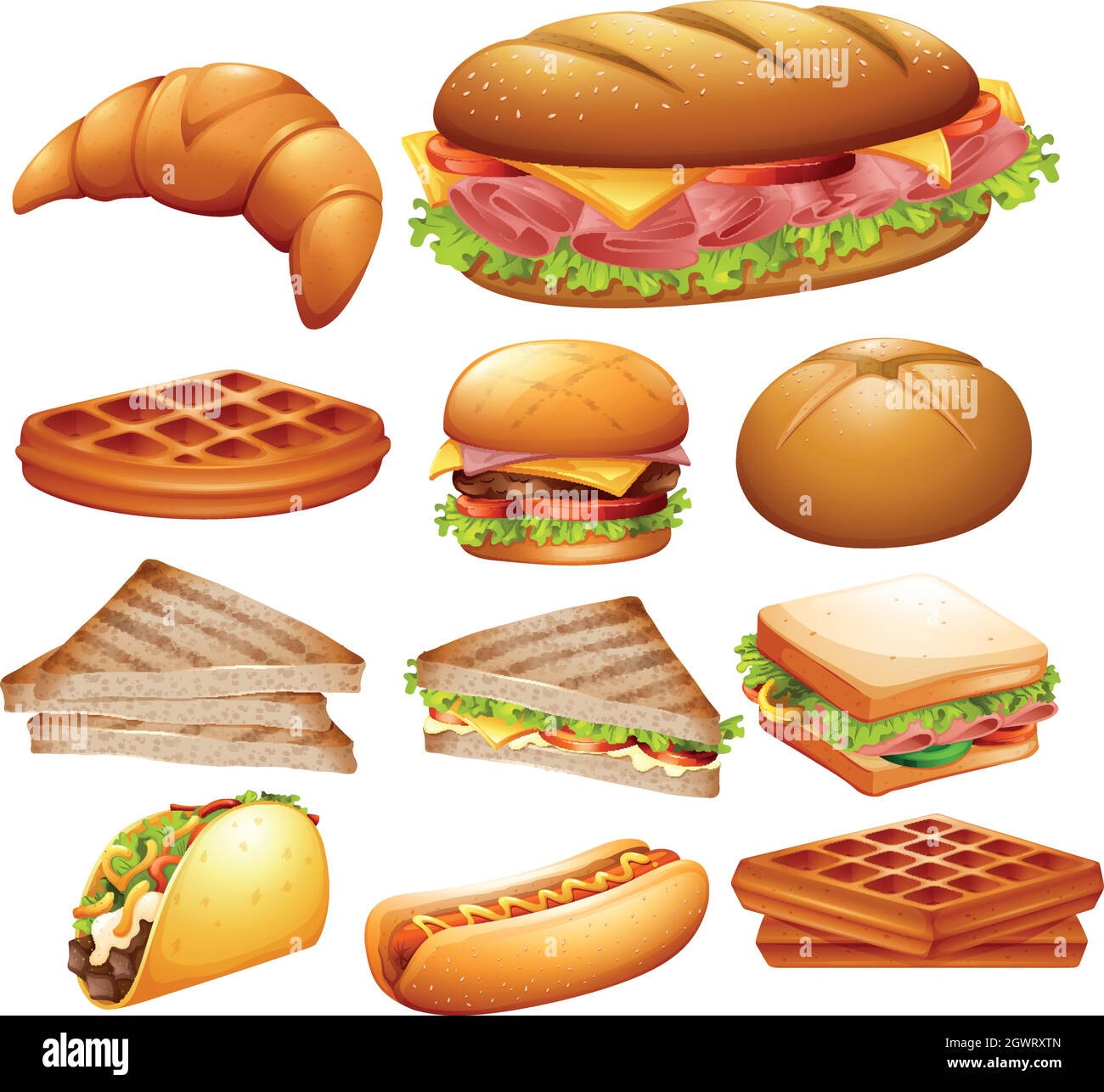 Set di vari alimenti Illustrazione Vettoriale