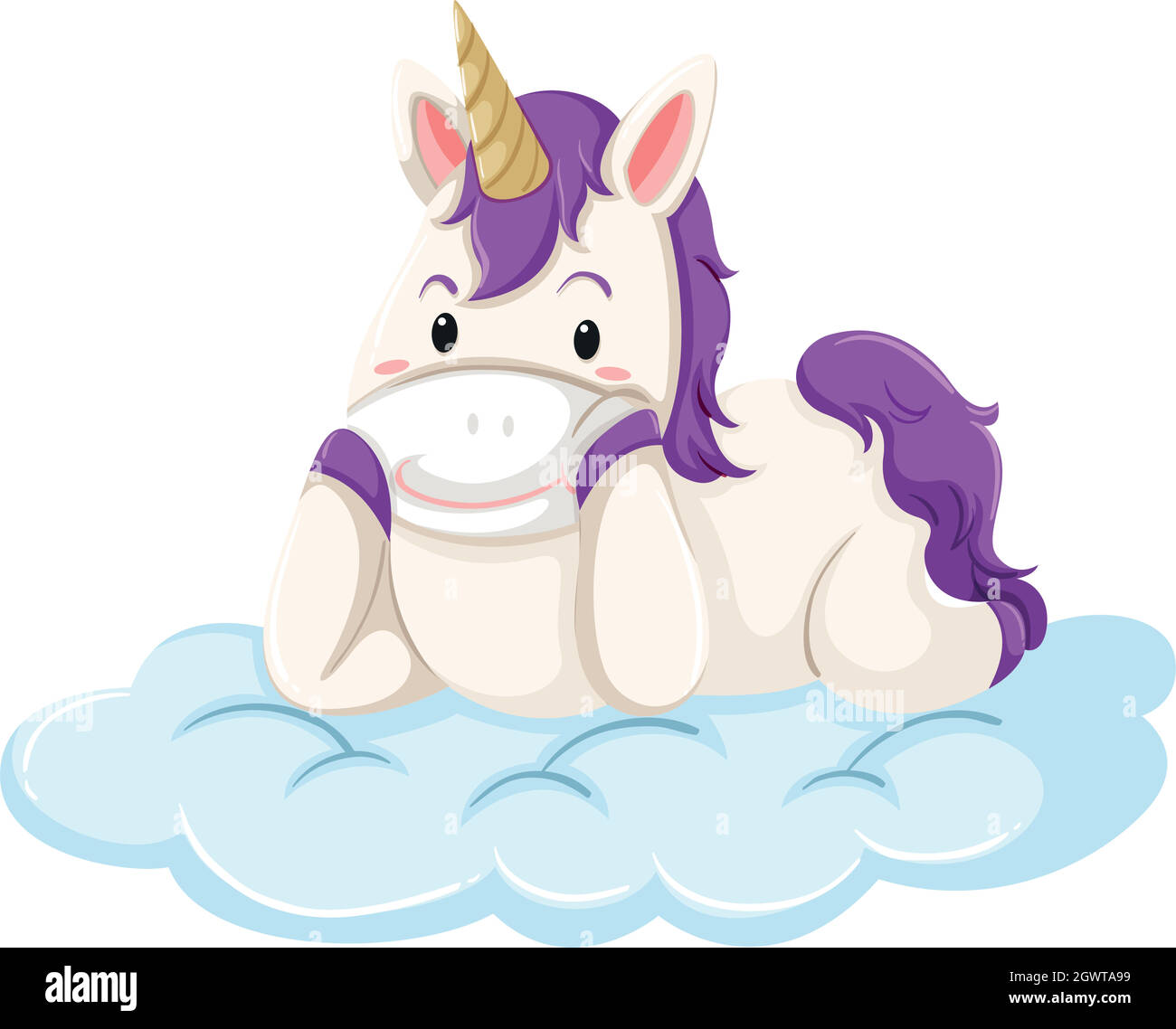 Un unicorno si adagiò sulla nuvola Illustrazione Vettoriale