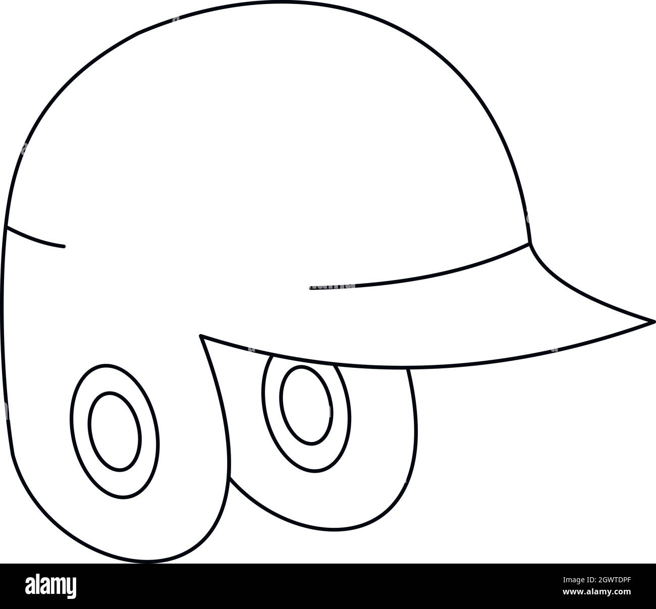 Casco per il baseball o softball icona stile contorno Illustrazione Vettoriale