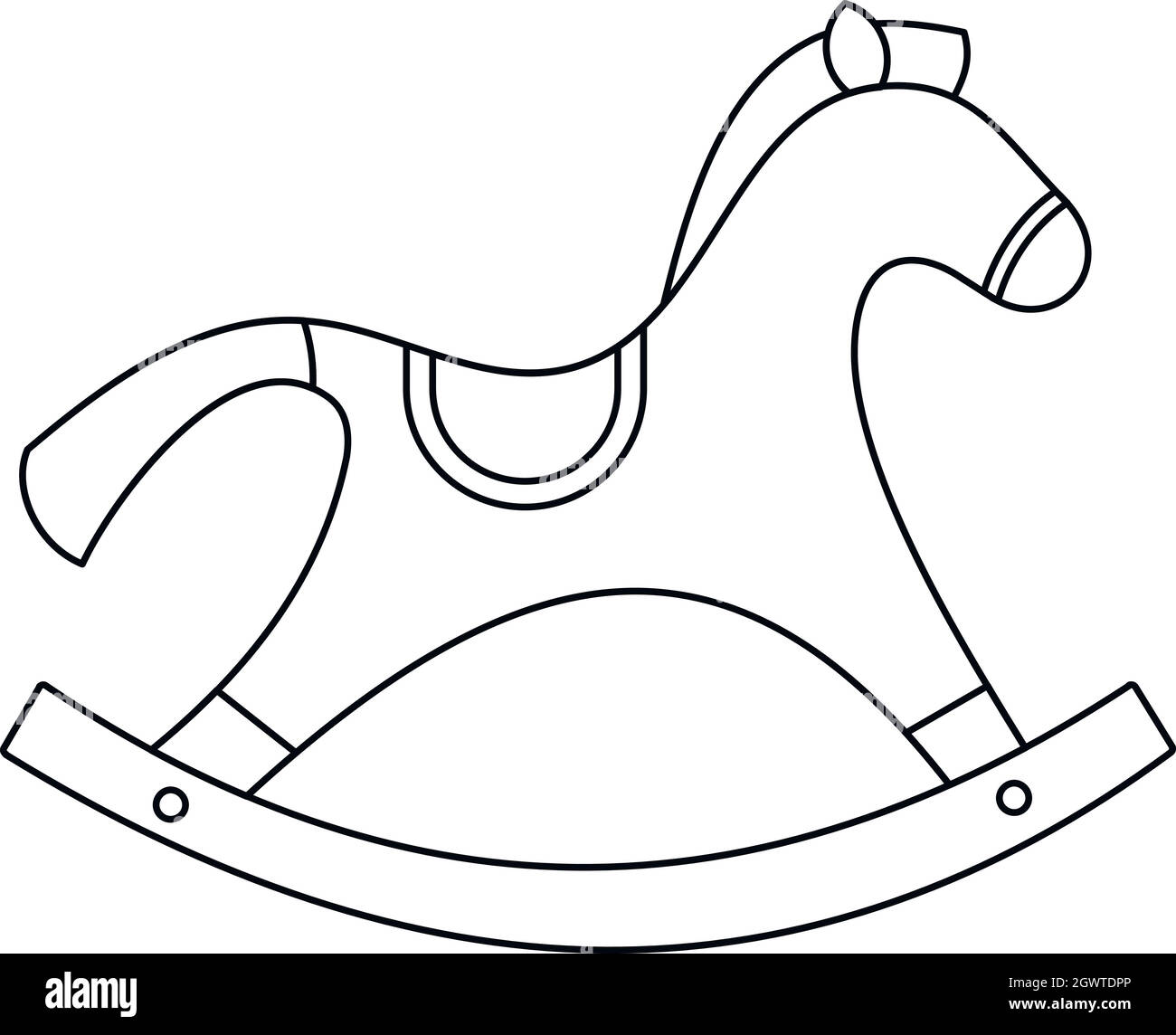 Cavallo a dondolo giocattolo, l'icona di stile di contorno Illustrazione Vettoriale