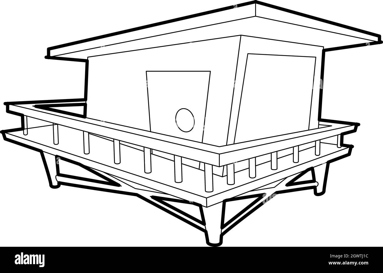 Stilt house icona, stile contorno Illustrazione Vettoriale