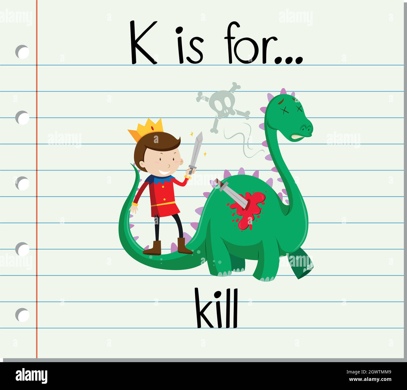 Flashcard alfabeto K è per uccidere Illustrazione Vettoriale