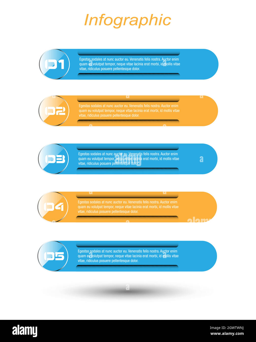 Modello di progettazione infografica con etichette in carta. Illustrazione Vettoriale