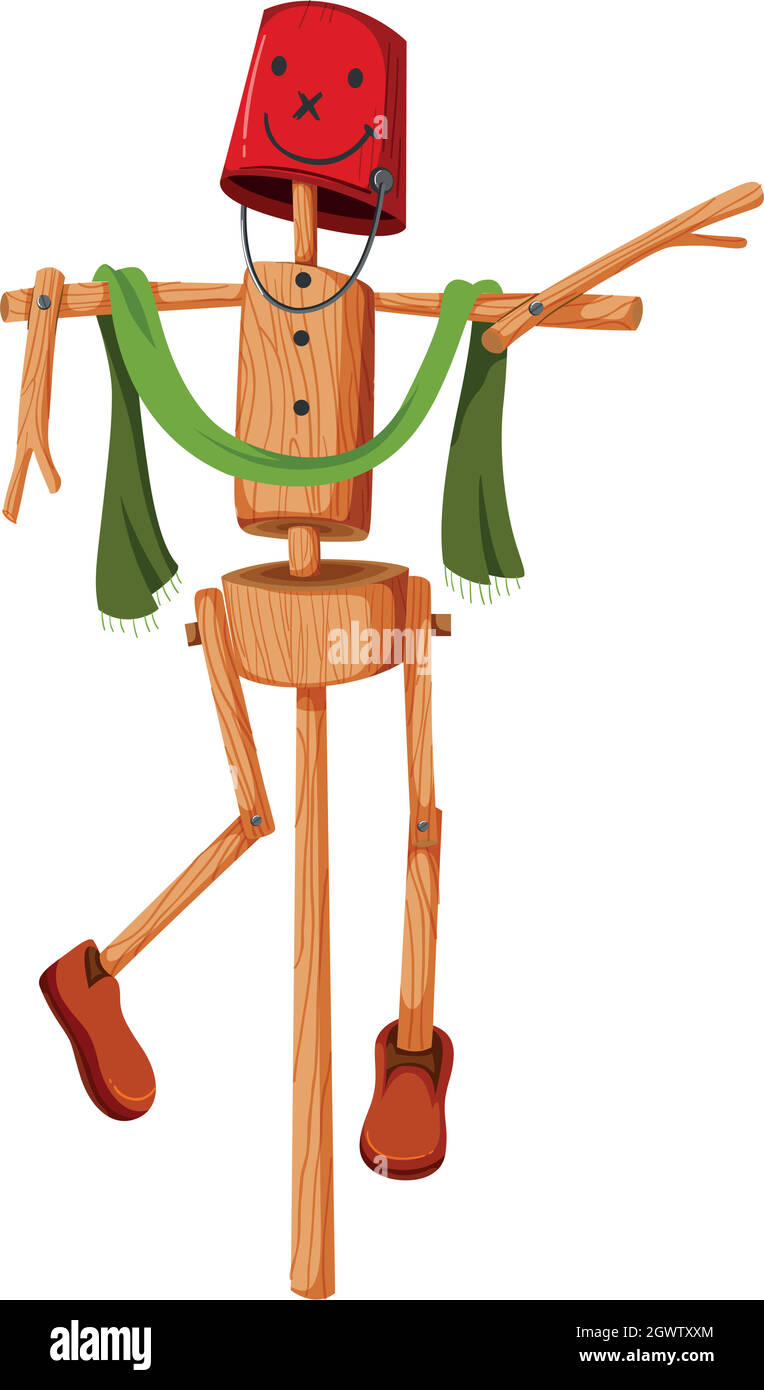 Scarabucco in legno con superficie del secchio rossa Illustrazione Vettoriale