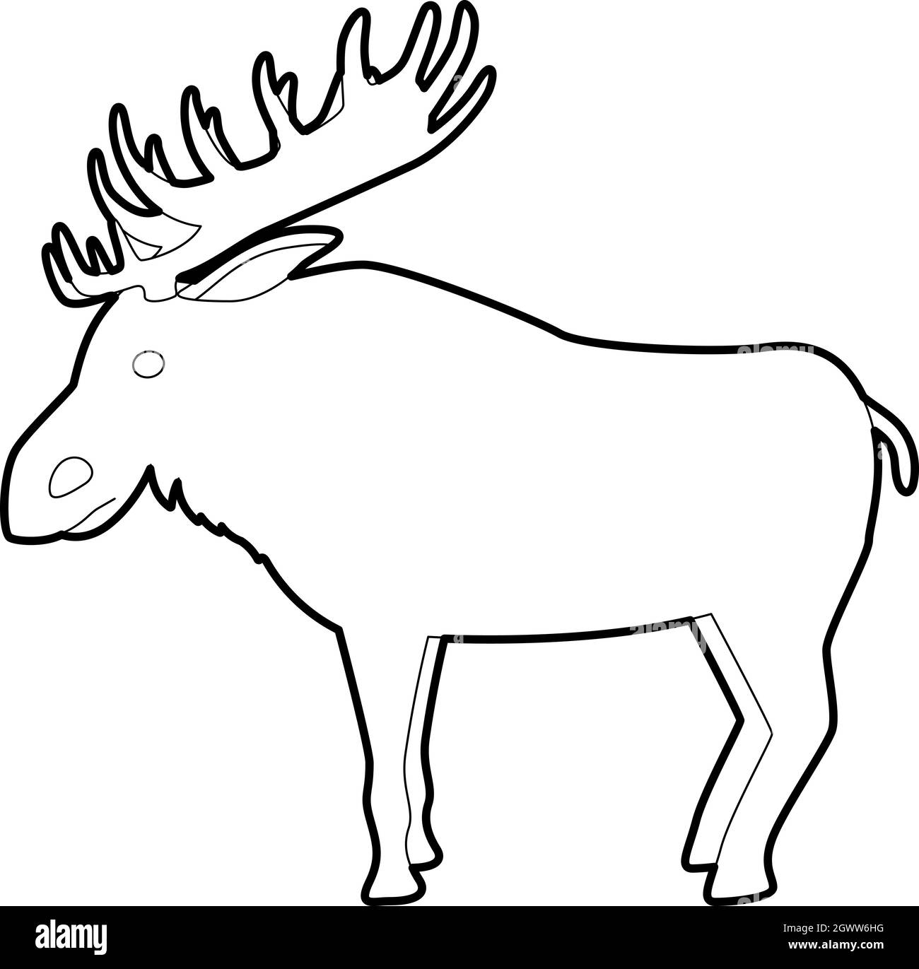 Icona di Elk , stile contorno Illustrazione Vettoriale