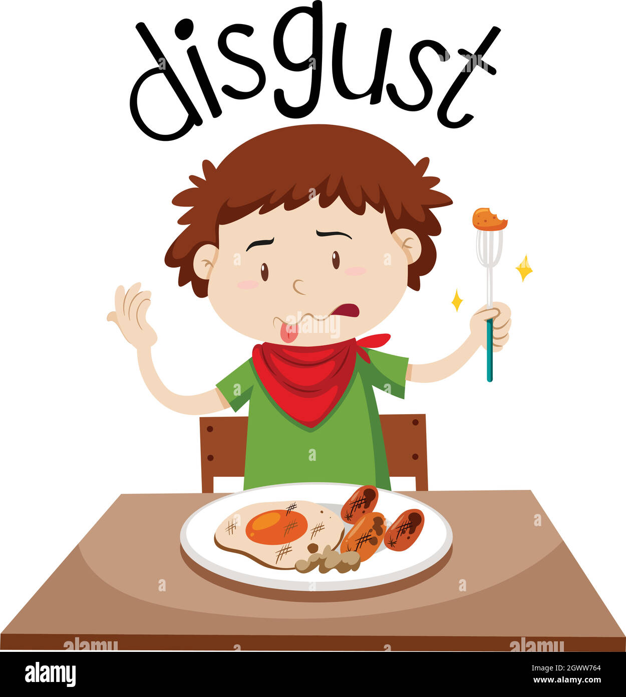 Vocabolario inglese parola disgusto Illustrazione Vettoriale