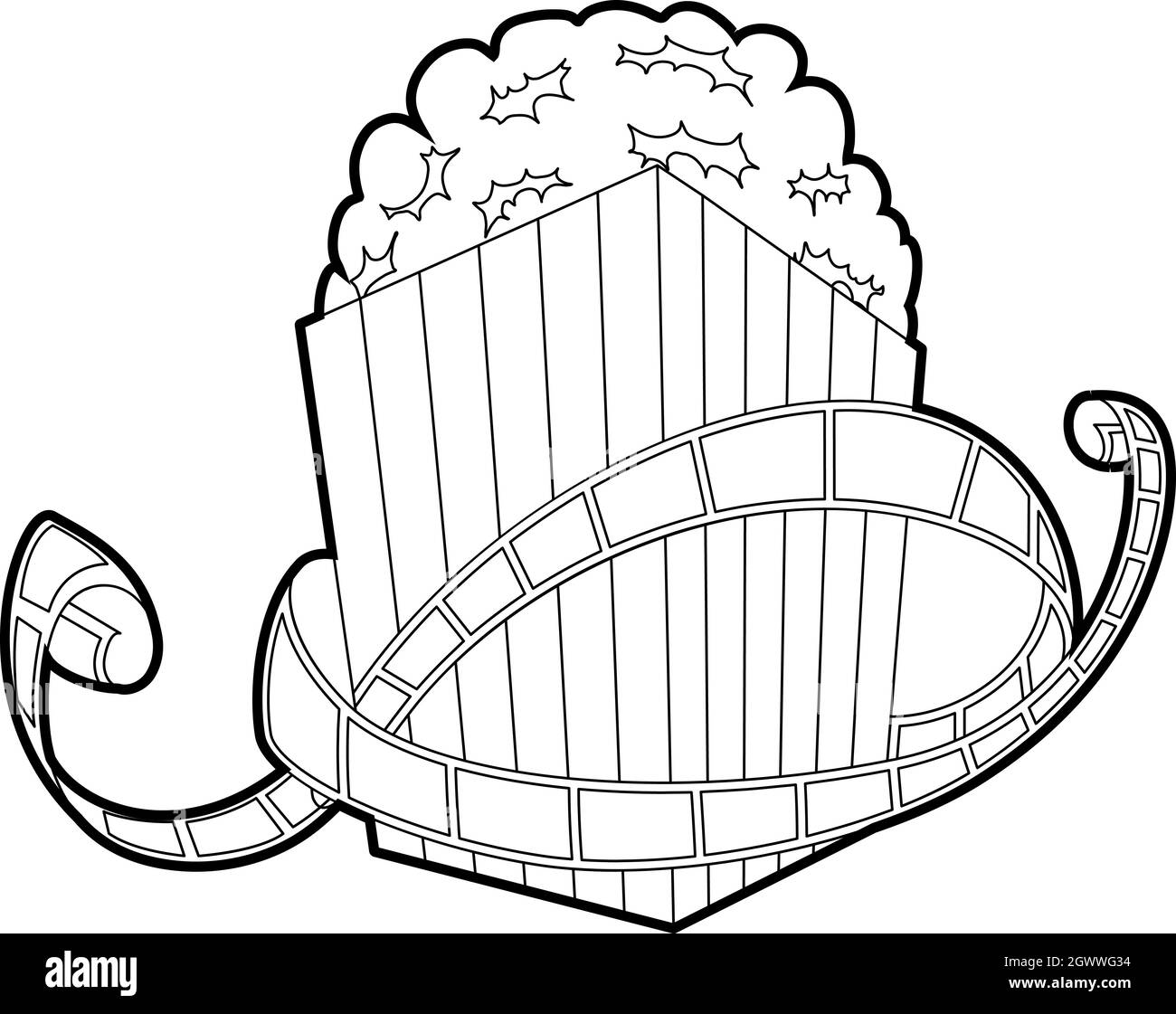 Film e popcorn, l'icona di stile di contorno Illustrazione Vettoriale