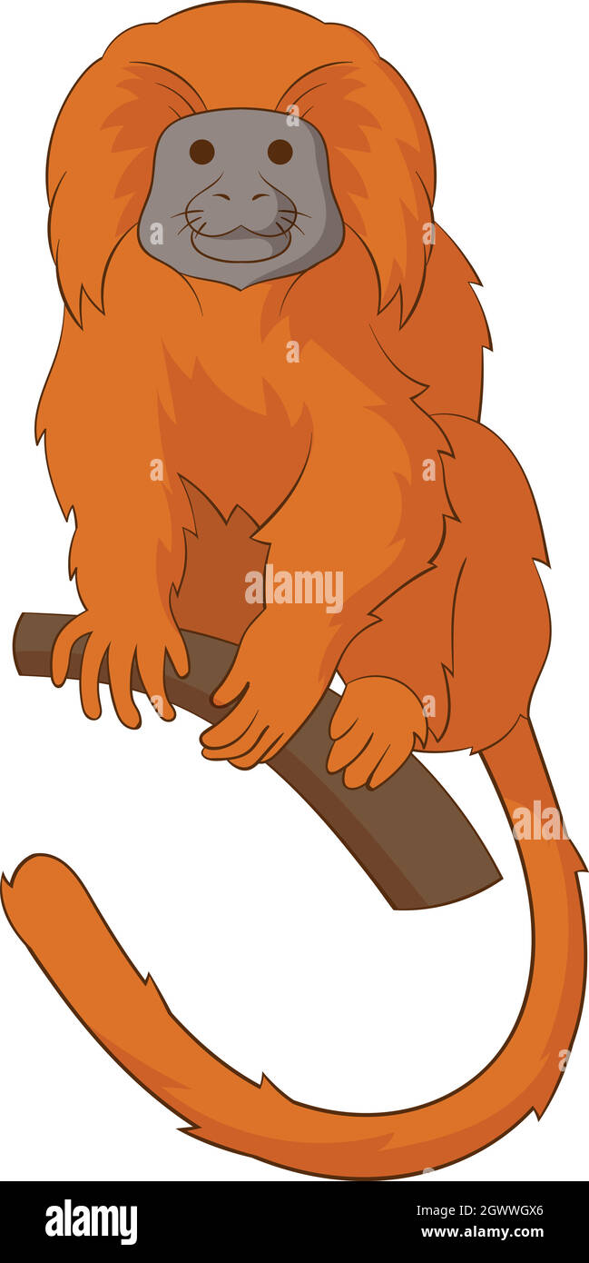 Golden Lion Tamarin icona, stile cartoon Illustrazione Vettoriale