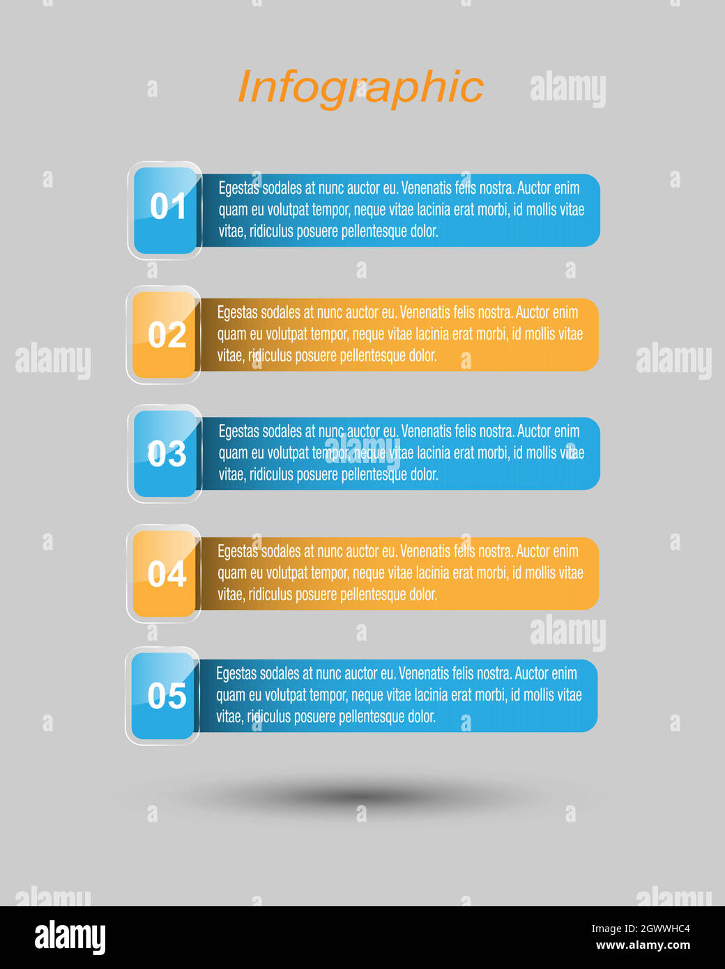 Modello di progettazione infografica con etichette in carta. Illustrazione Vettoriale