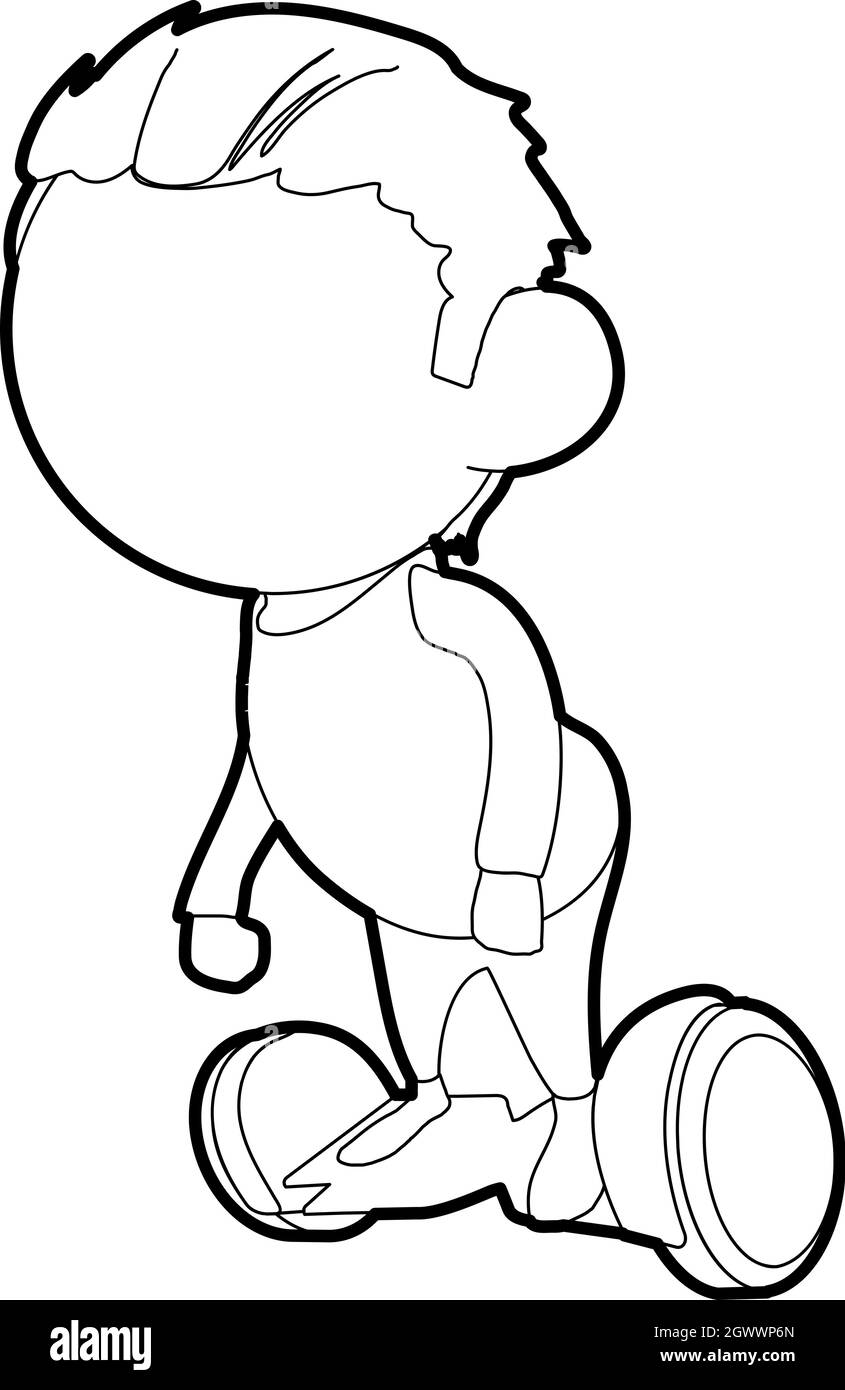 Ragazzo su segway icona, stile contorno Illustrazione Vettoriale
