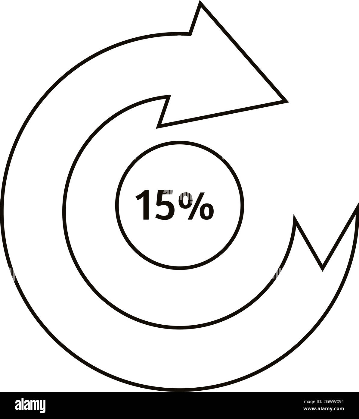 Freccia grande diagramma infographics, stile contorno Illustrazione Vettoriale