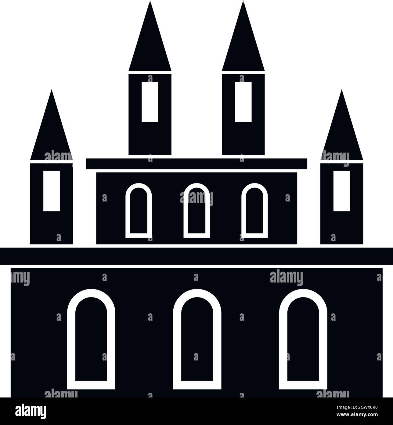 Castello medievale, l'icona di stile semplice Illustrazione Vettoriale