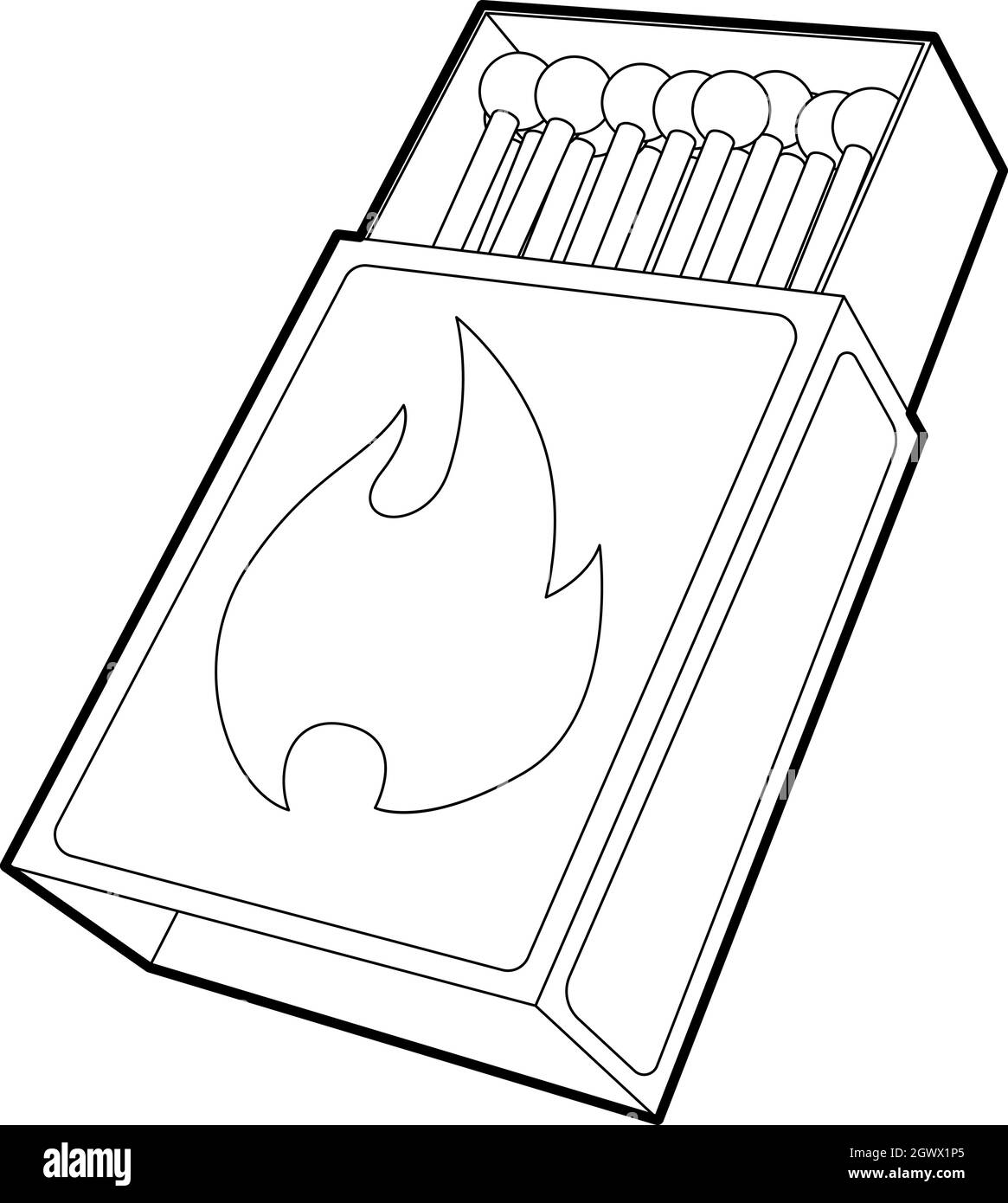 I fiammiferi in scatola , l'icona di stile di contorno Illustrazione Vettoriale