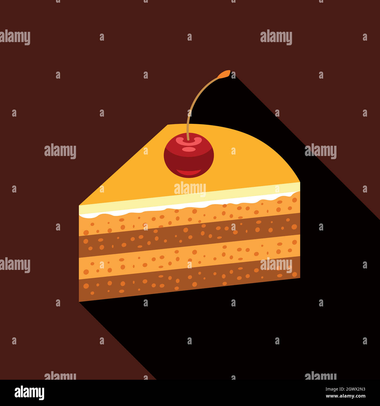 Pezzo di torta icona, stile piatto Illustrazione Vettoriale