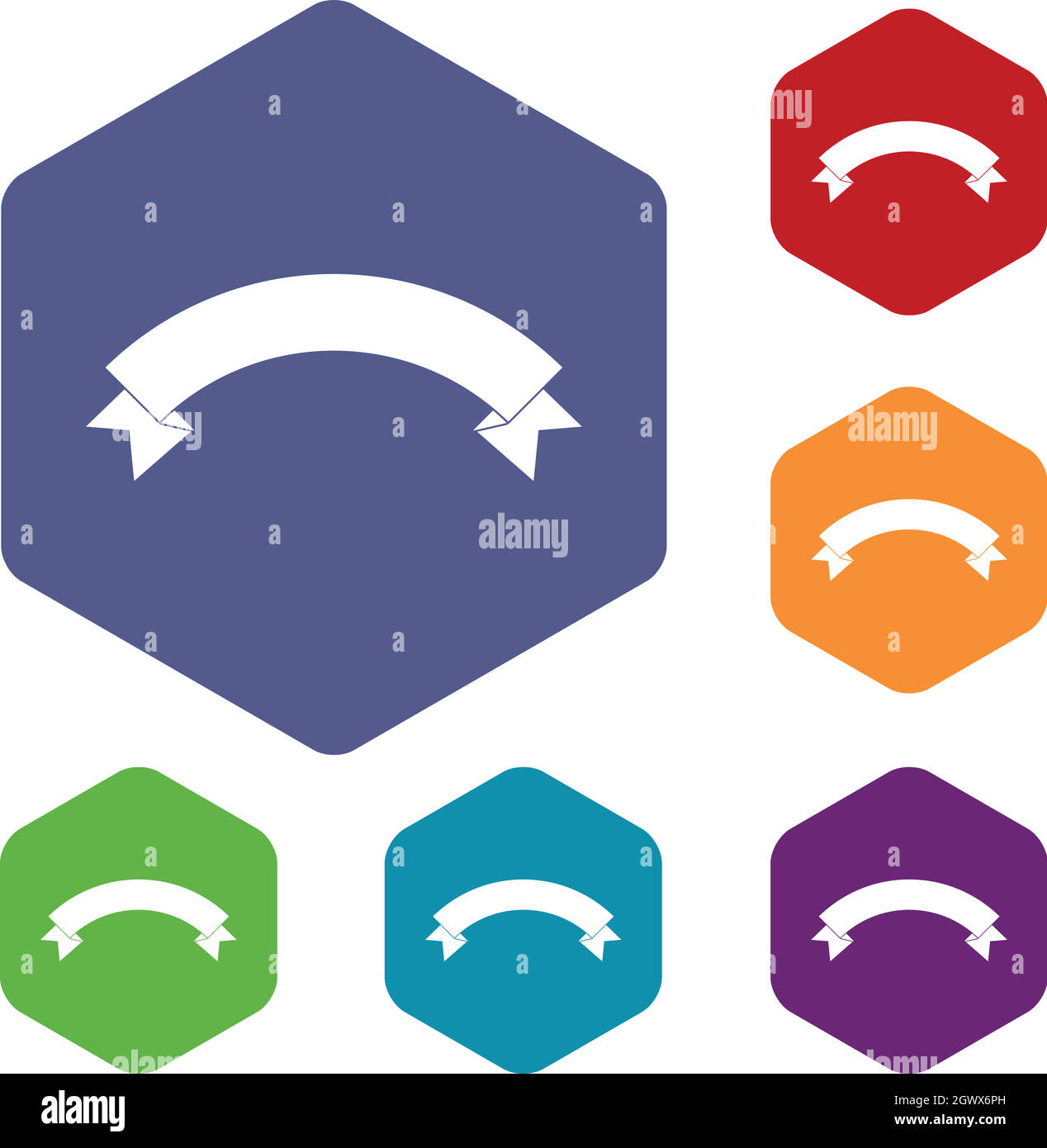 Banner ribbon set di icone Illustrazione Vettoriale