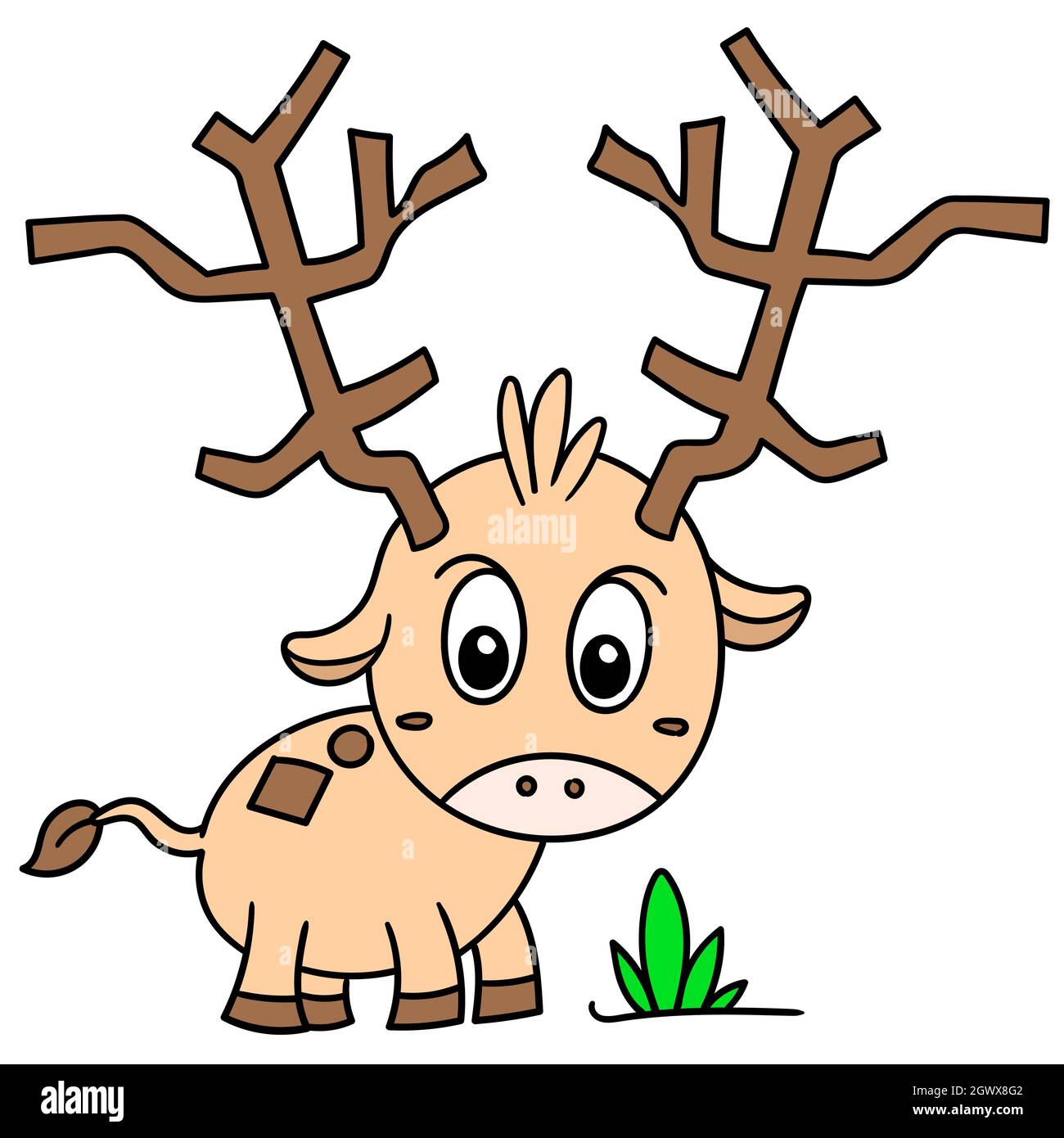 fattoria cartoon cervi animali in cerca di erba Illustrazione Vettoriale