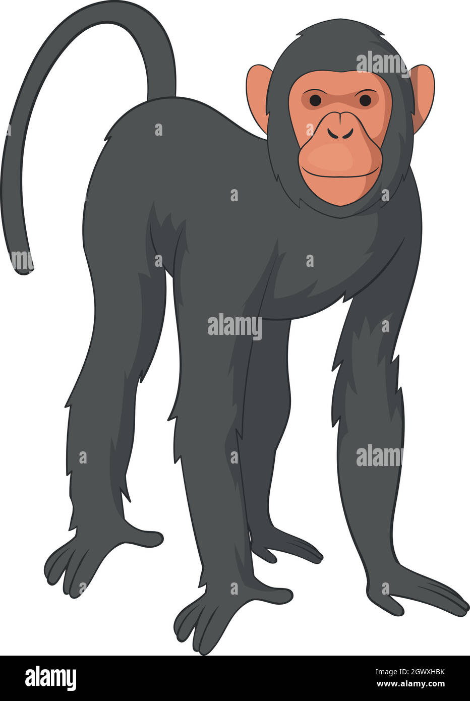 Bonobo icona di scimmia, stile cartoon Illustrazione Vettoriale