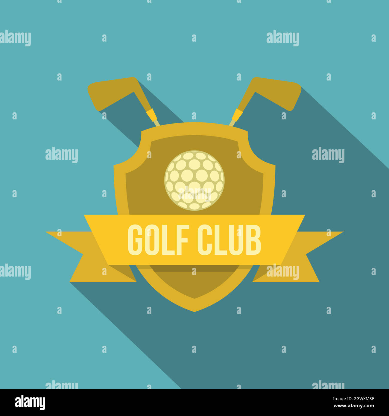 Golf club, icona di stile piatto Illustrazione Vettoriale
