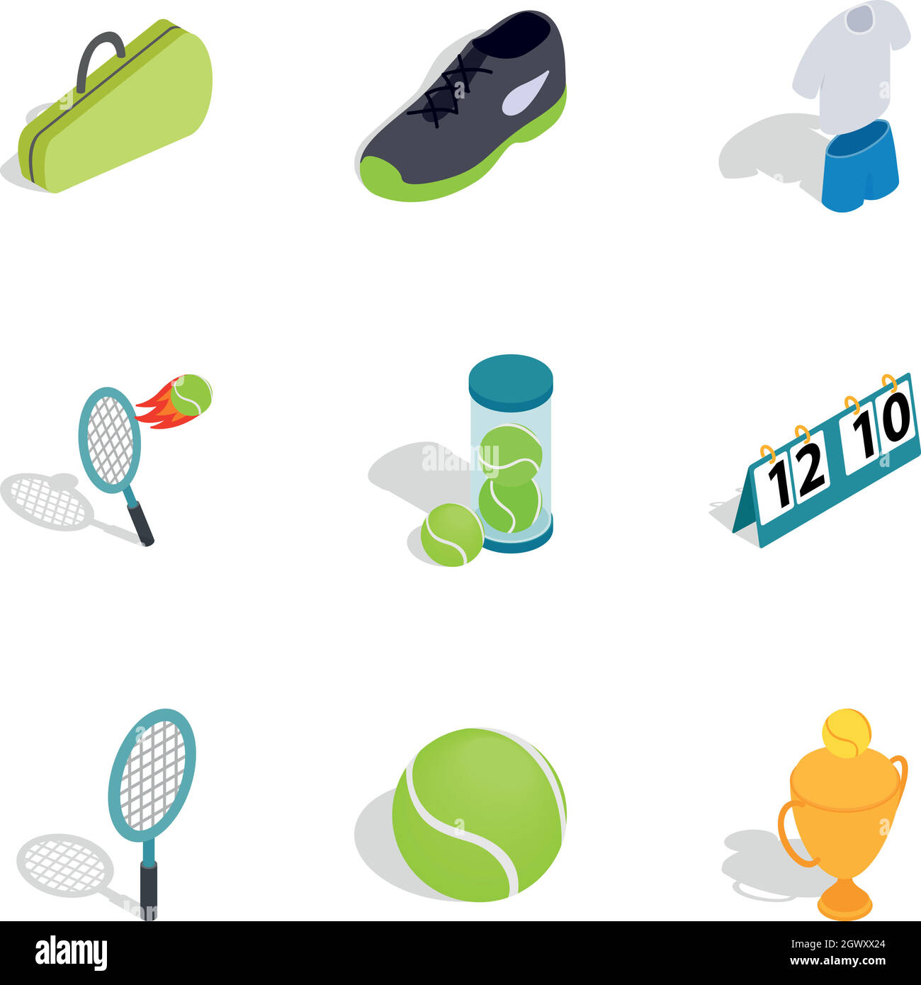 Sport le icone degli elementi isometrica 3d style Illustrazione Vettoriale