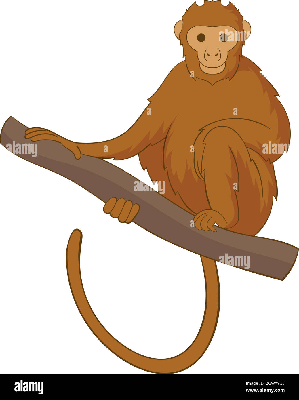 Monkey seduti su un simbolo di ramificazione, stile cartoon Illustrazione Vettoriale