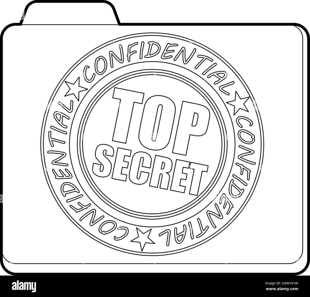 Top Secret, l'icona di stile di contorno Illustrazione Vettoriale