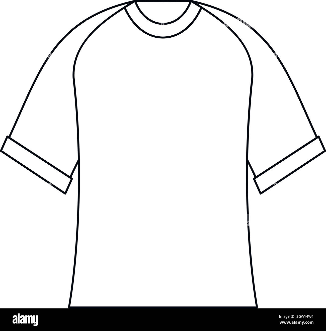 Bianco shirt baseball icona, stile contorno Illustrazione Vettoriale