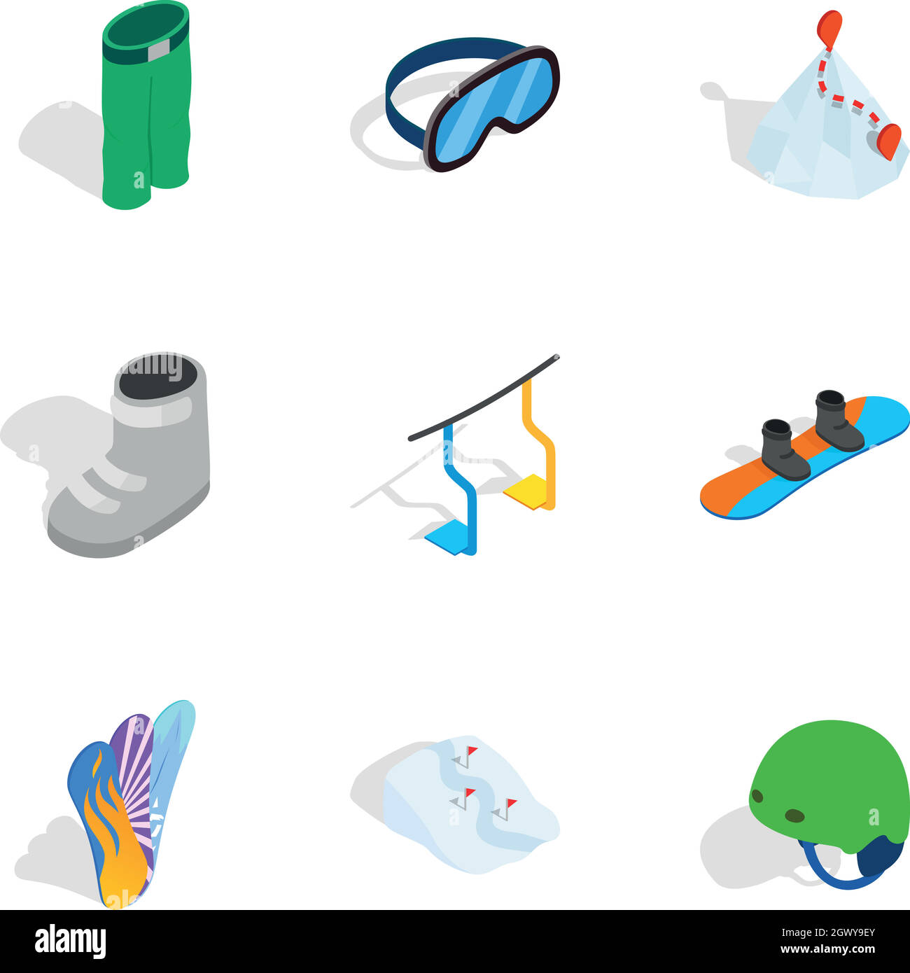Snowboard sport estremi set di icone Illustrazione Vettoriale