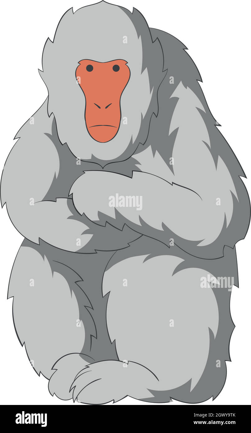 Macaque giapponese icona, stile cartoon Illustrazione Vettoriale