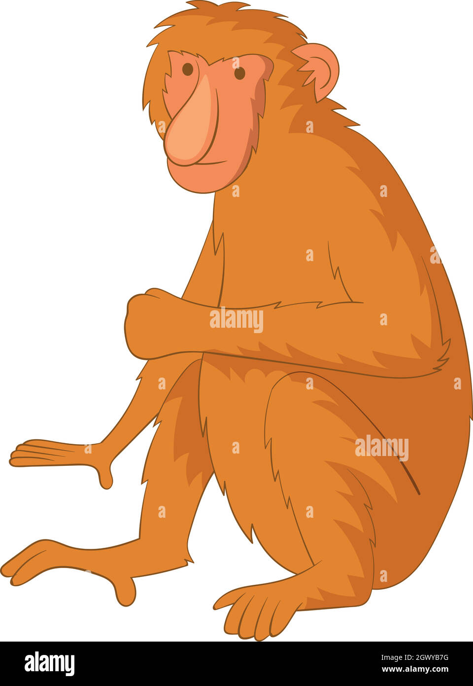 Proboscide monkey icona, stile cartoon Illustrazione Vettoriale