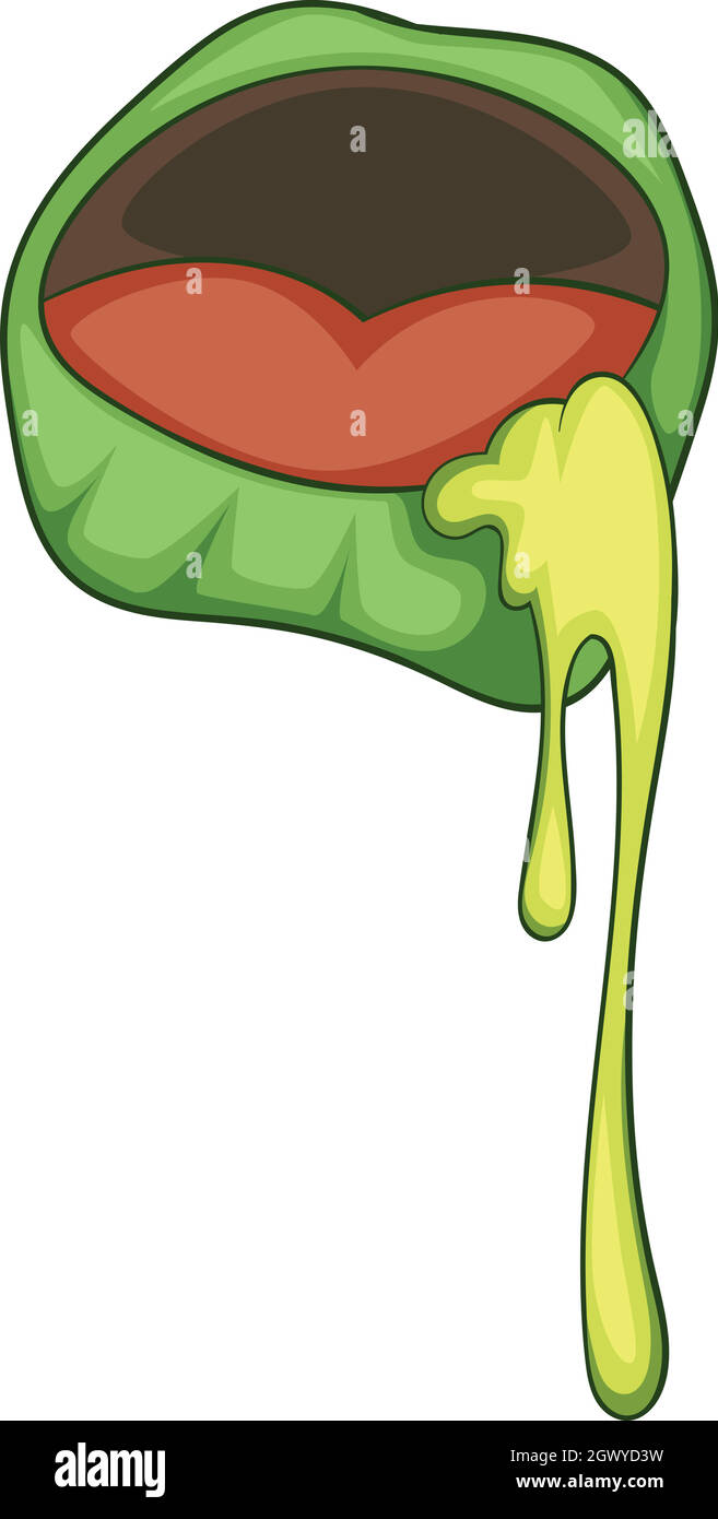 Bocca di zombie con il muco icona, stile cartoon Illustrazione Vettoriale