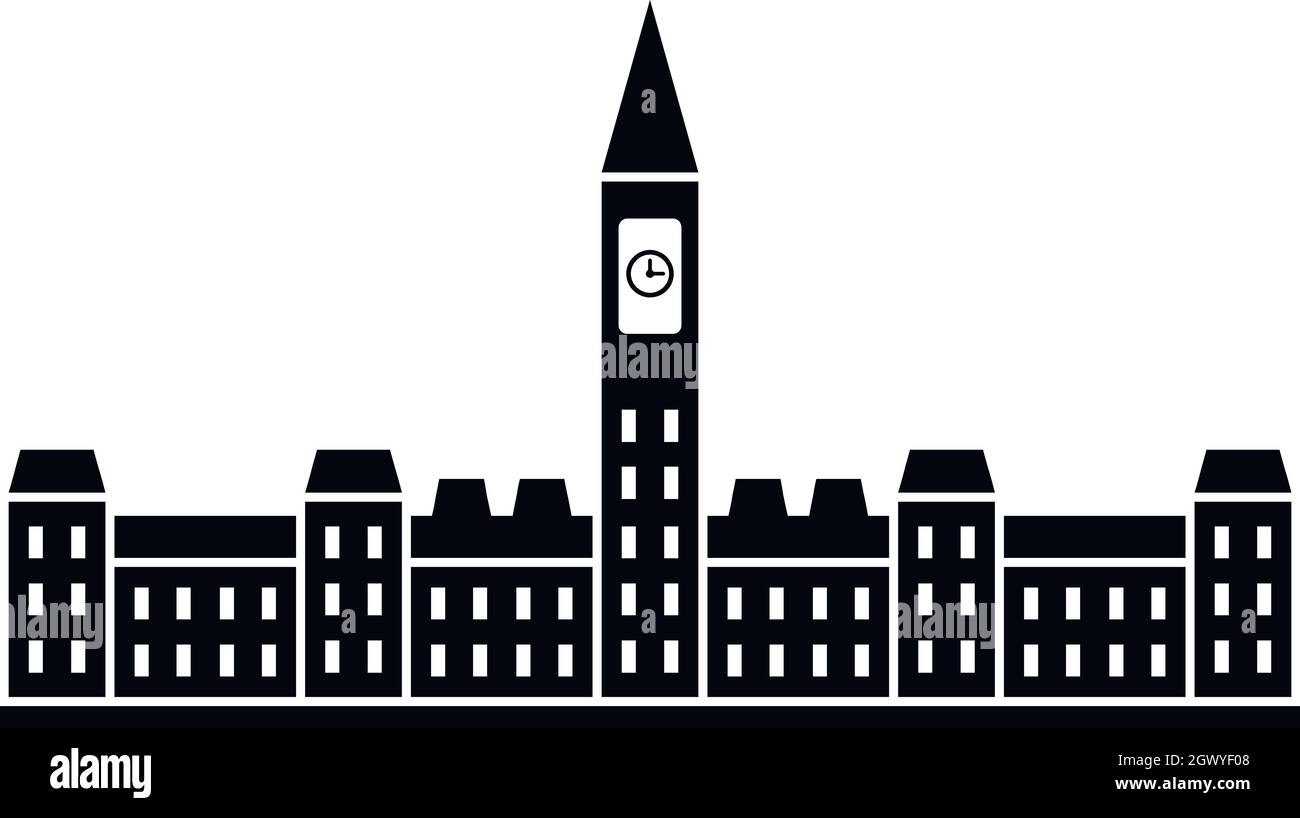 Il Palazzo del Parlamento del Canada, icona di stile semplice Illustrazione Vettoriale
