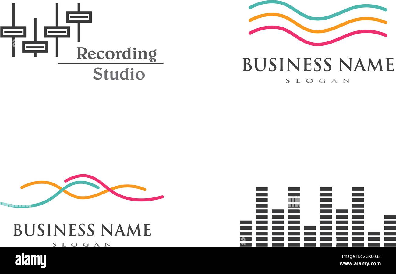 Tecnologia audio, immagine dell'icona vettoriale delle onde sonore musicali Illustrazione Vettoriale