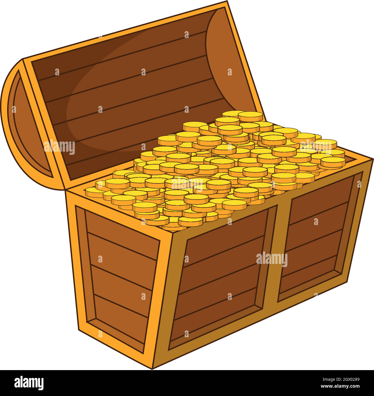 Pirate Treasure Chest con monete doro icona Illustrazione Vettoriale