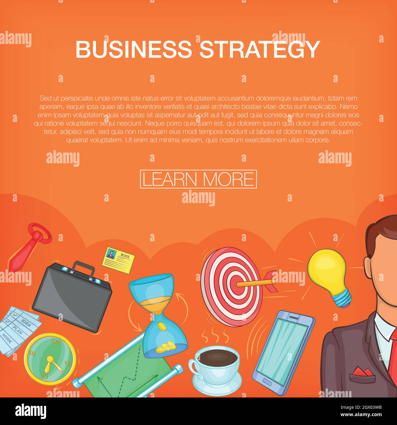 Strategia di Business concetto, stile cartoon Illustrazione Vettoriale