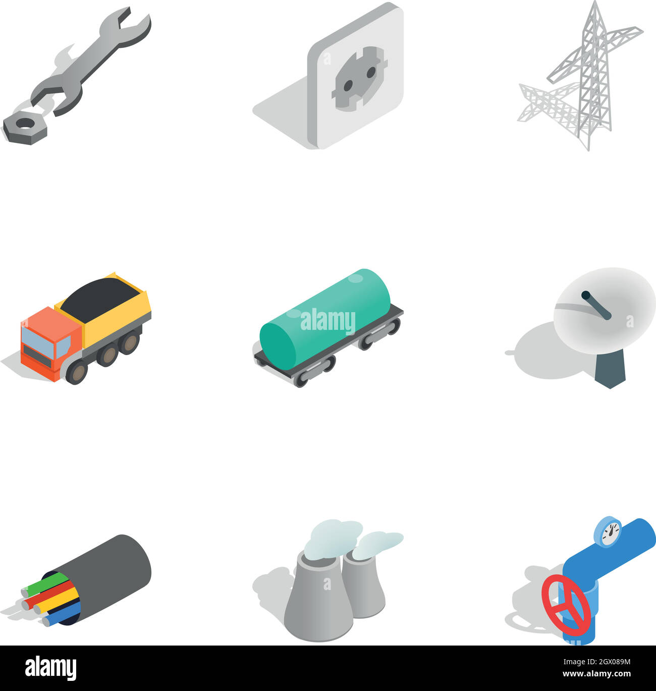 Industria set di icone isometrica 3d style Illustrazione Vettoriale