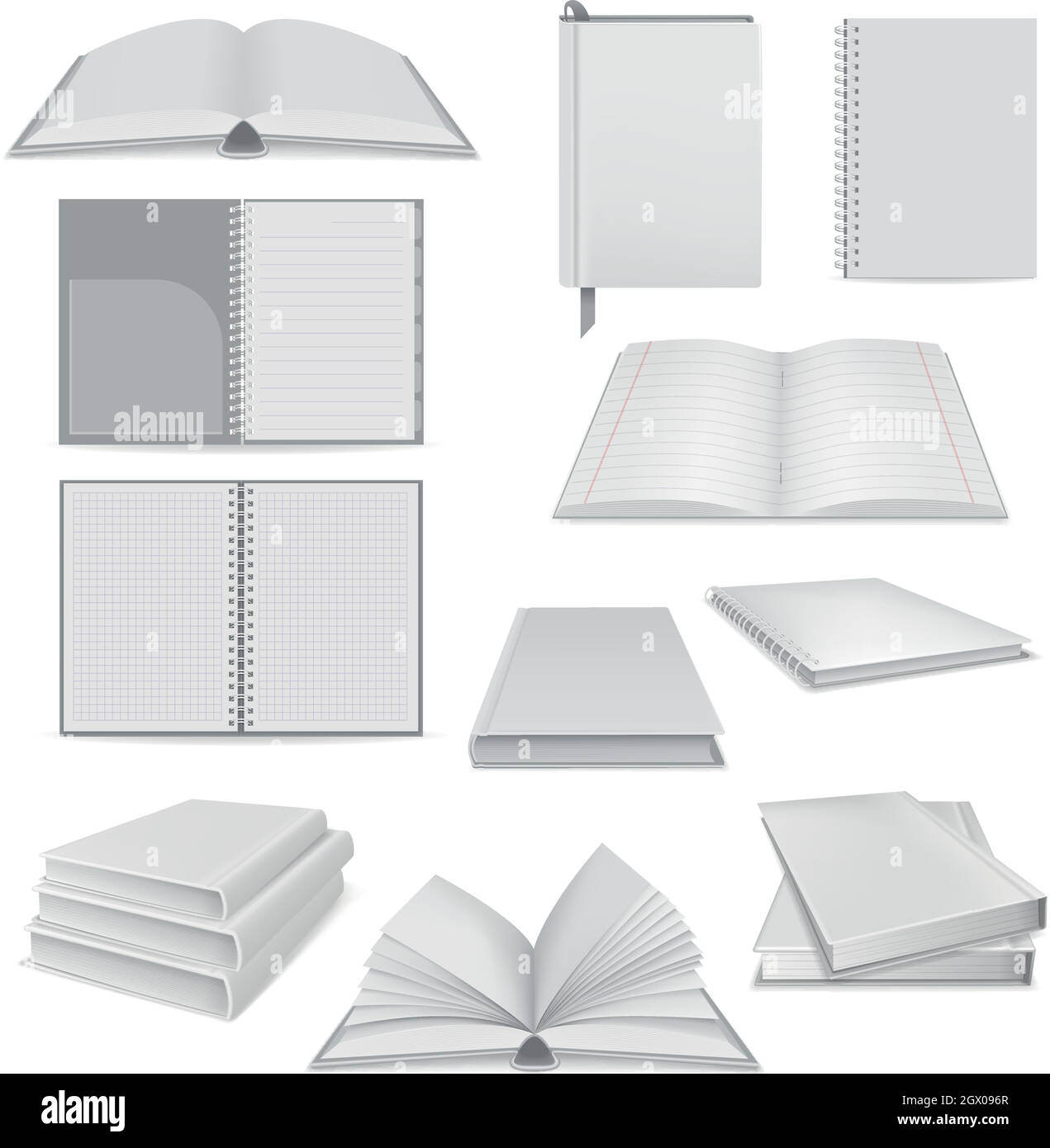 Prenota notepad mockup impostare, stile realistico Illustrazione Vettoriale