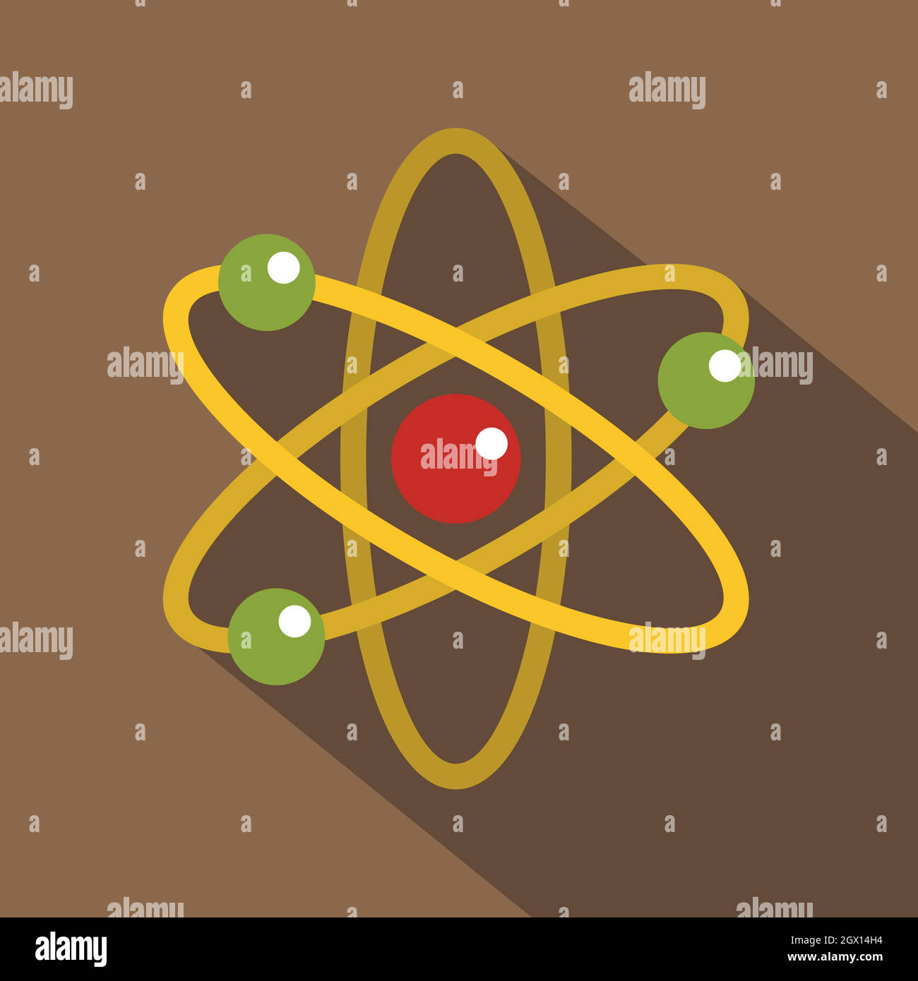 Nucleo e gli elettroni orbitanti icona, stile piatto Illustrazione Vettoriale