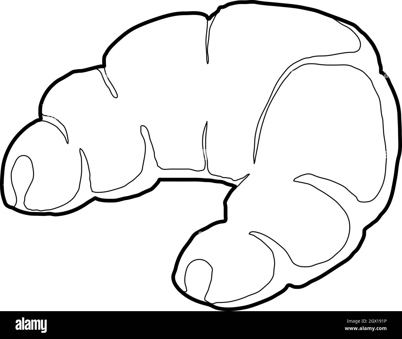 Icona di croissant, stile contorno Illustrazione Vettoriale