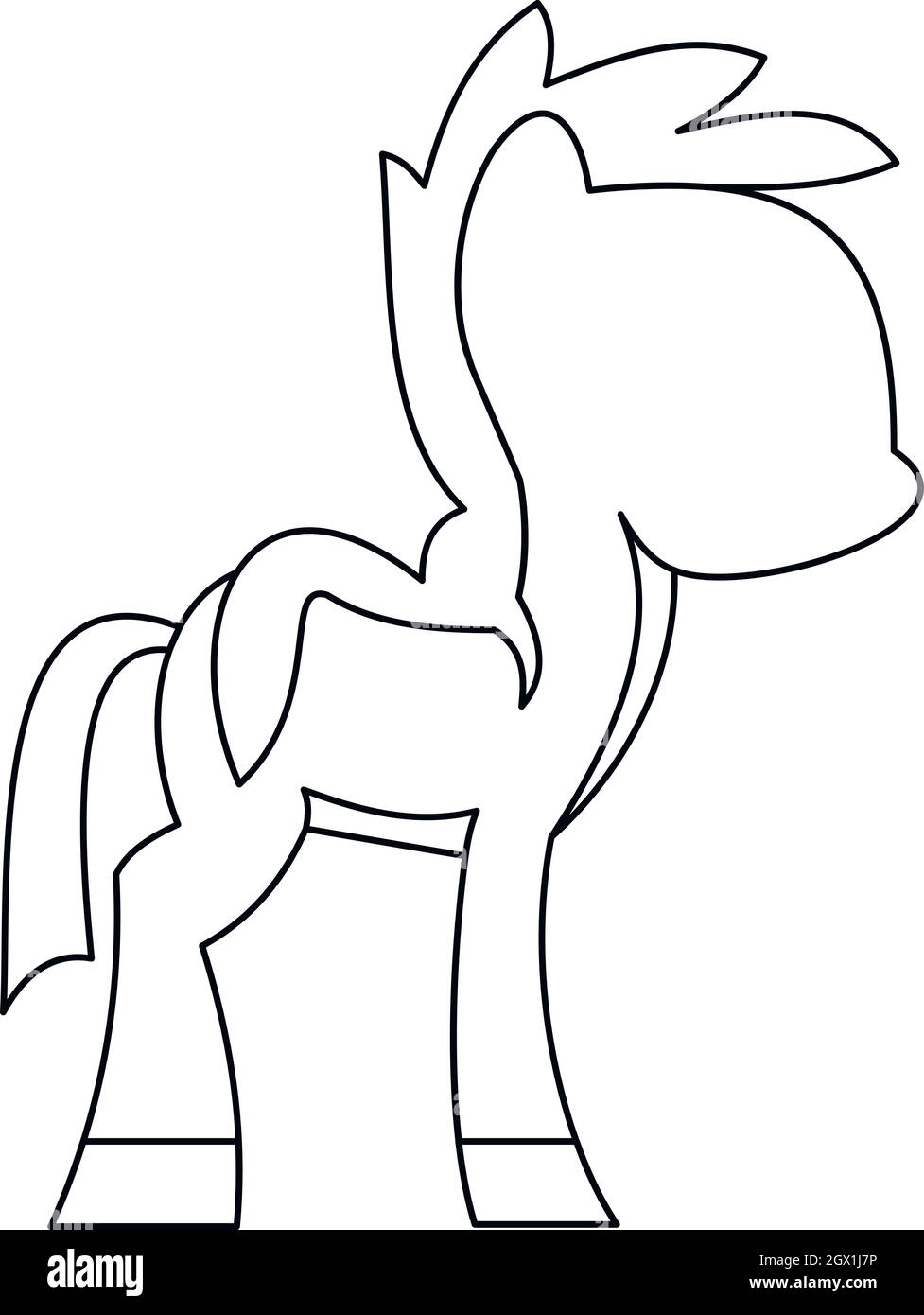 Piccola icona pony, stile contorno Illustrazione Vettoriale