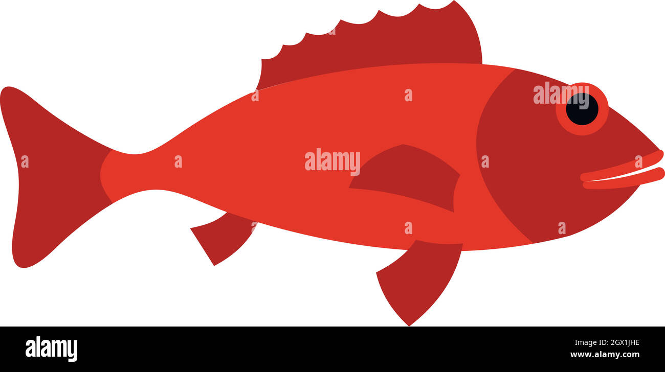 Icona del pesce, stile piatto Illustrazione Vettoriale