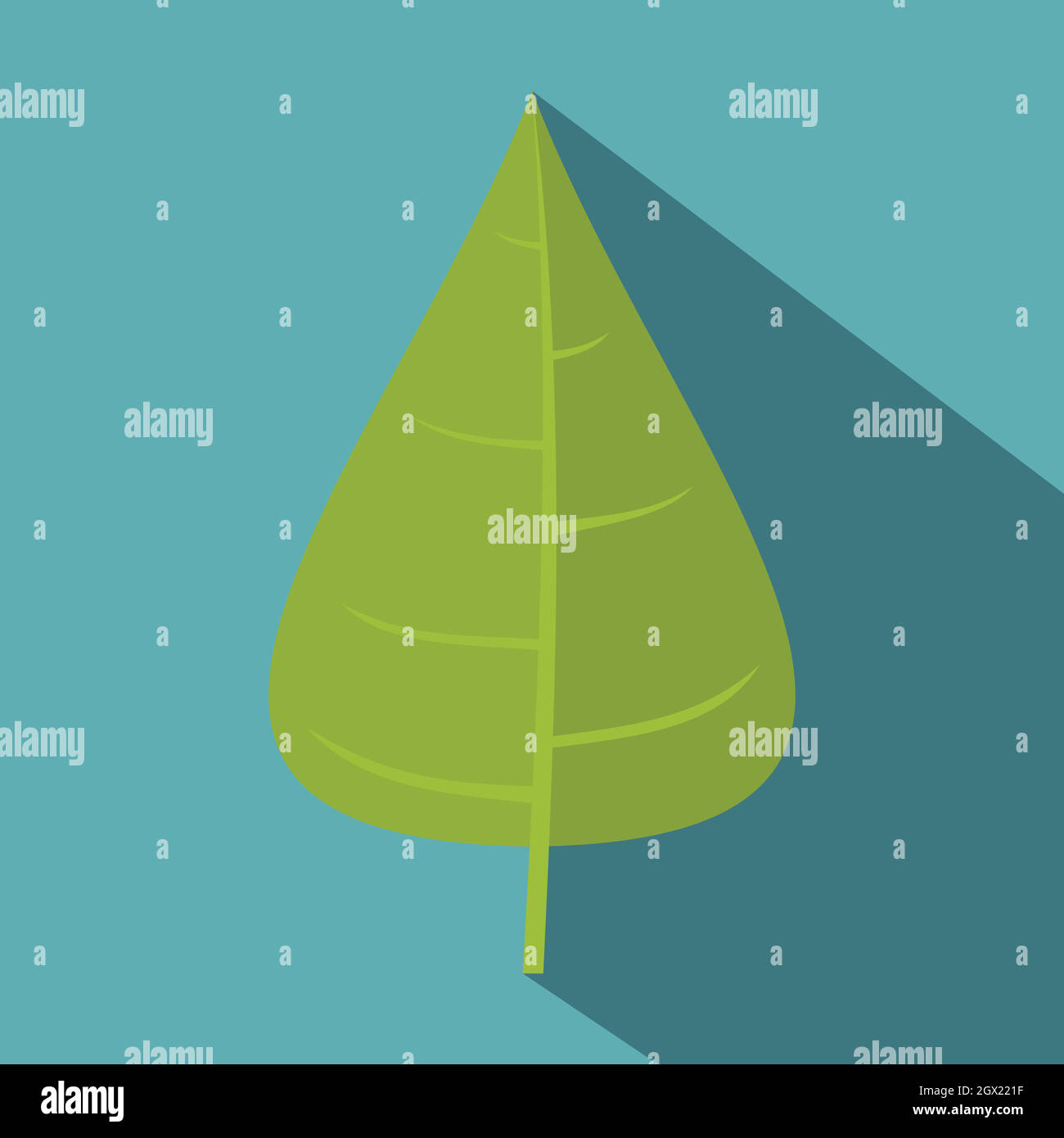 Verde foglia di pioppo, icona di stile piatto Illustrazione Vettoriale Verde foglia di pioppo, icona di stile piatto Illustrazione Vettoriale