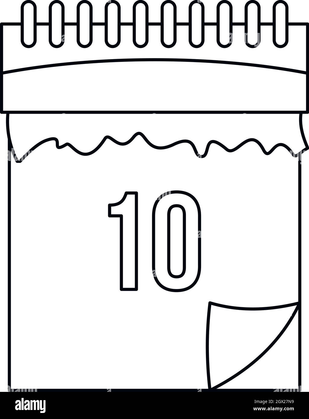 Icona calendario, stile contorno Illustrazione Vettoriale