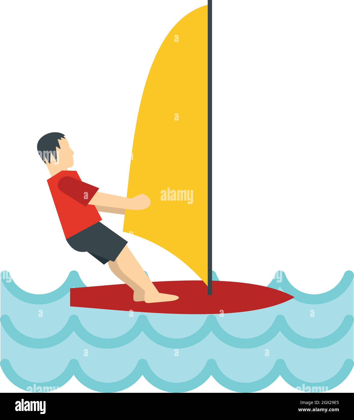 Icona di windsurf, stile piatto Illustrazione Vettoriale