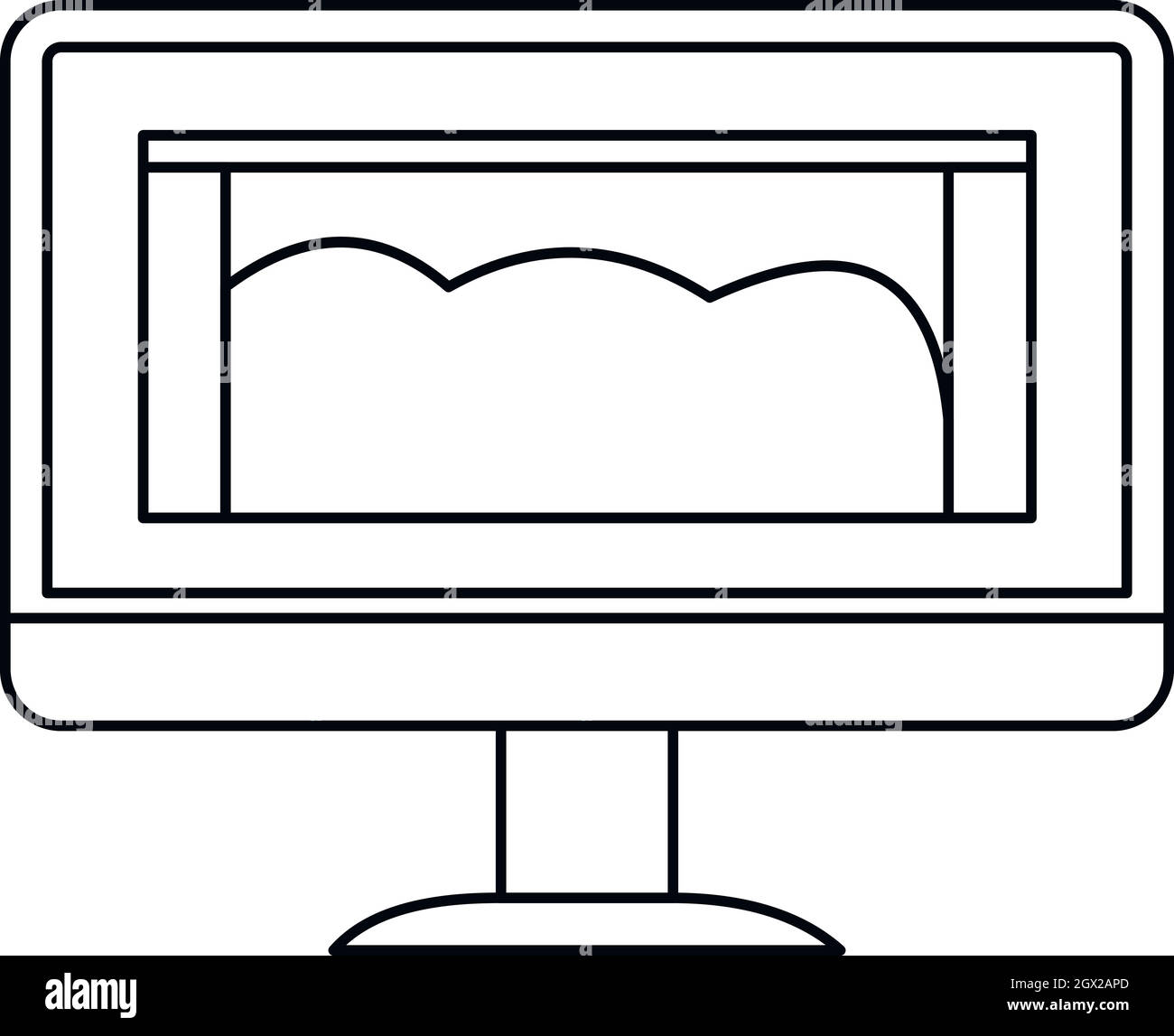 Disegno Icona di monitor, stile contorno Illustrazione Vettoriale