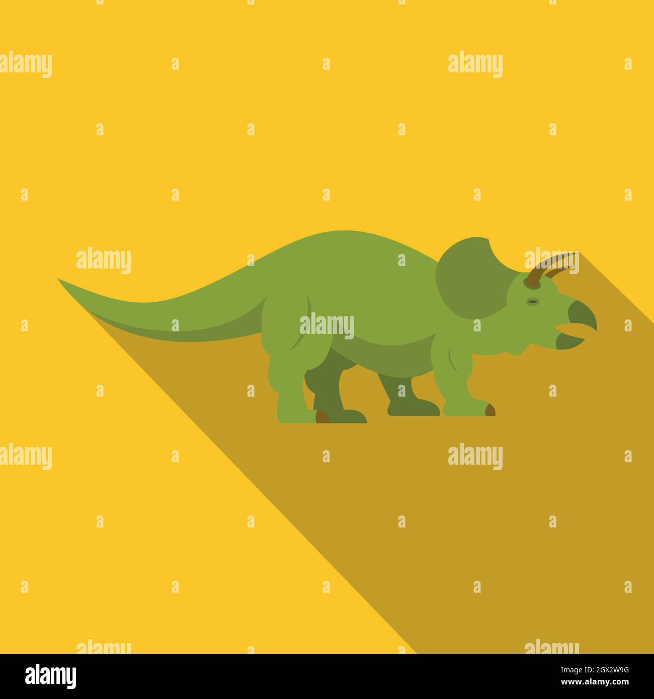 Styracosaurus verde icona di dinosauri, stile piatto Illustrazione Vettoriale