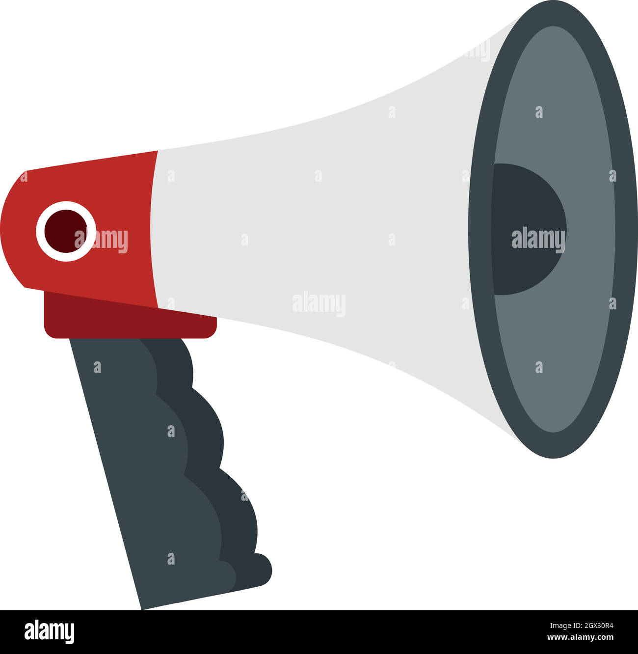 Il bianco e il rosso bullhorn pubblico icona megafono Illustrazione Vettoriale