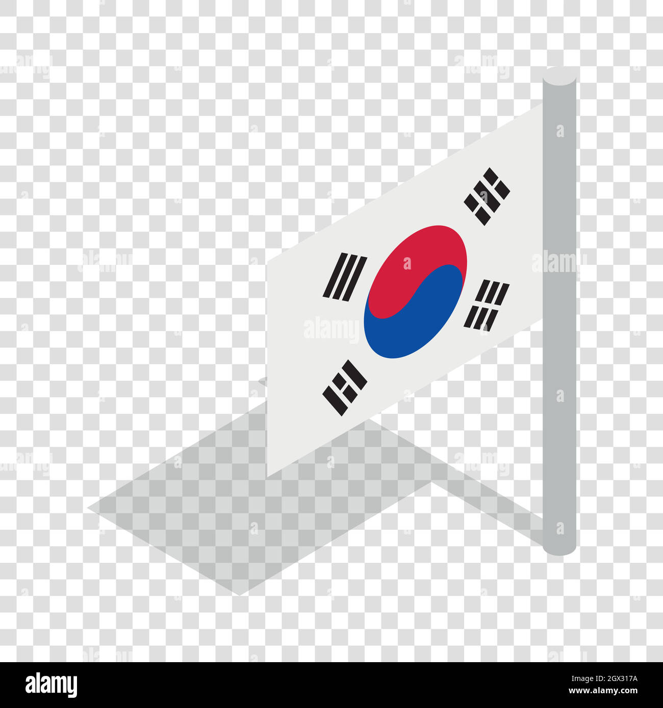 Bandiera della Corea del Sud icona isometrica Illustrazione Vettoriale