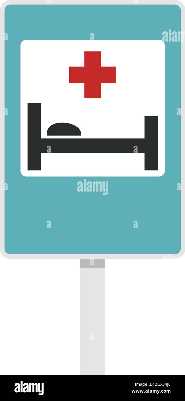 Ospedale di traffico icona segno, stile piatto Illustrazione Vettoriale