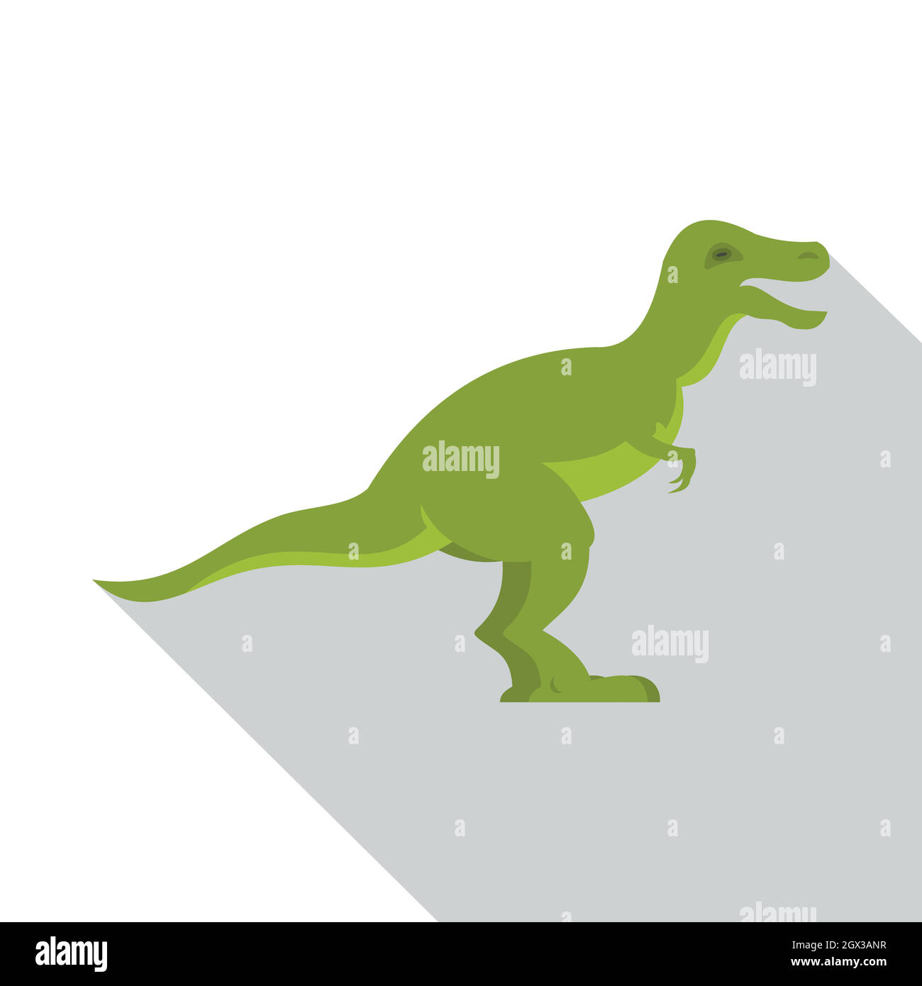 Green theropod dinosauro icona, stile piatto Illustrazione Vettoriale